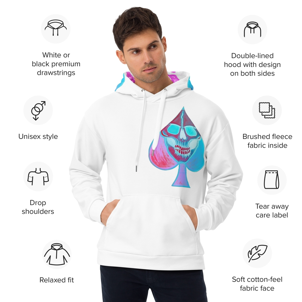 Unisex White Graphic Hoodie